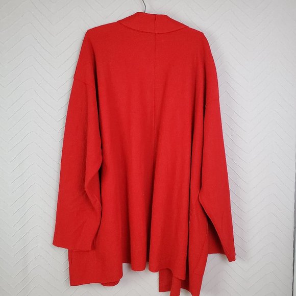 Jessica London Long Sleeve Open Front Cardigan Red - Picture 2 of 8